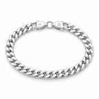 Men’s curb link 925 sterling silver bracelet on a white background
