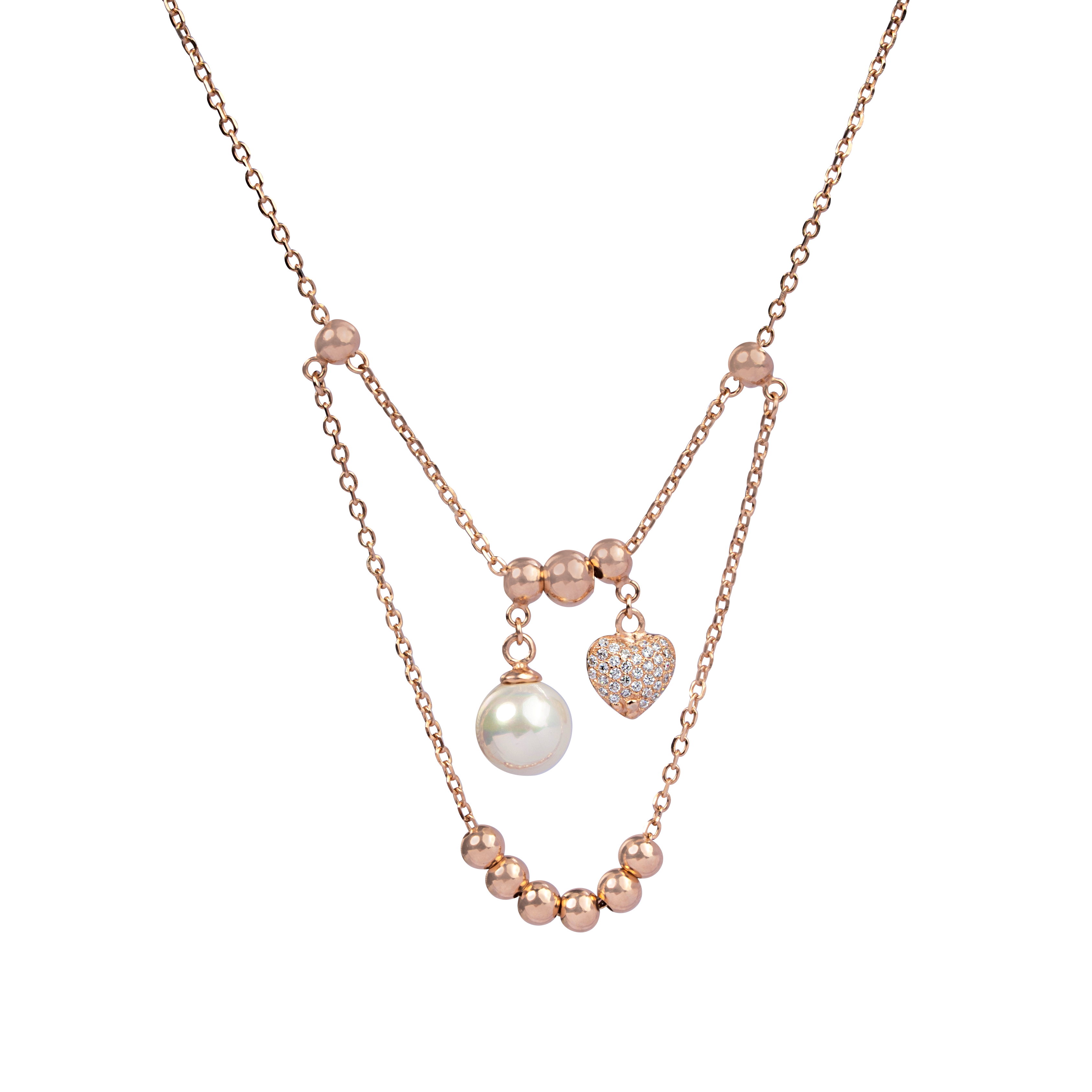 Rosé Pearl Heart Necklace