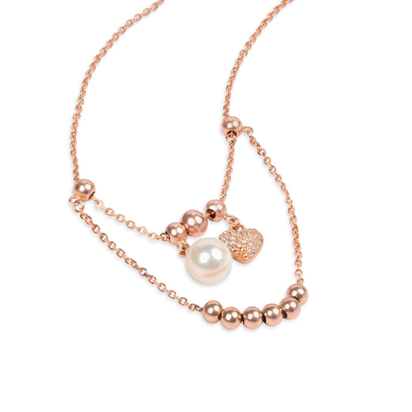 Rosé Pearl Heart Necklace