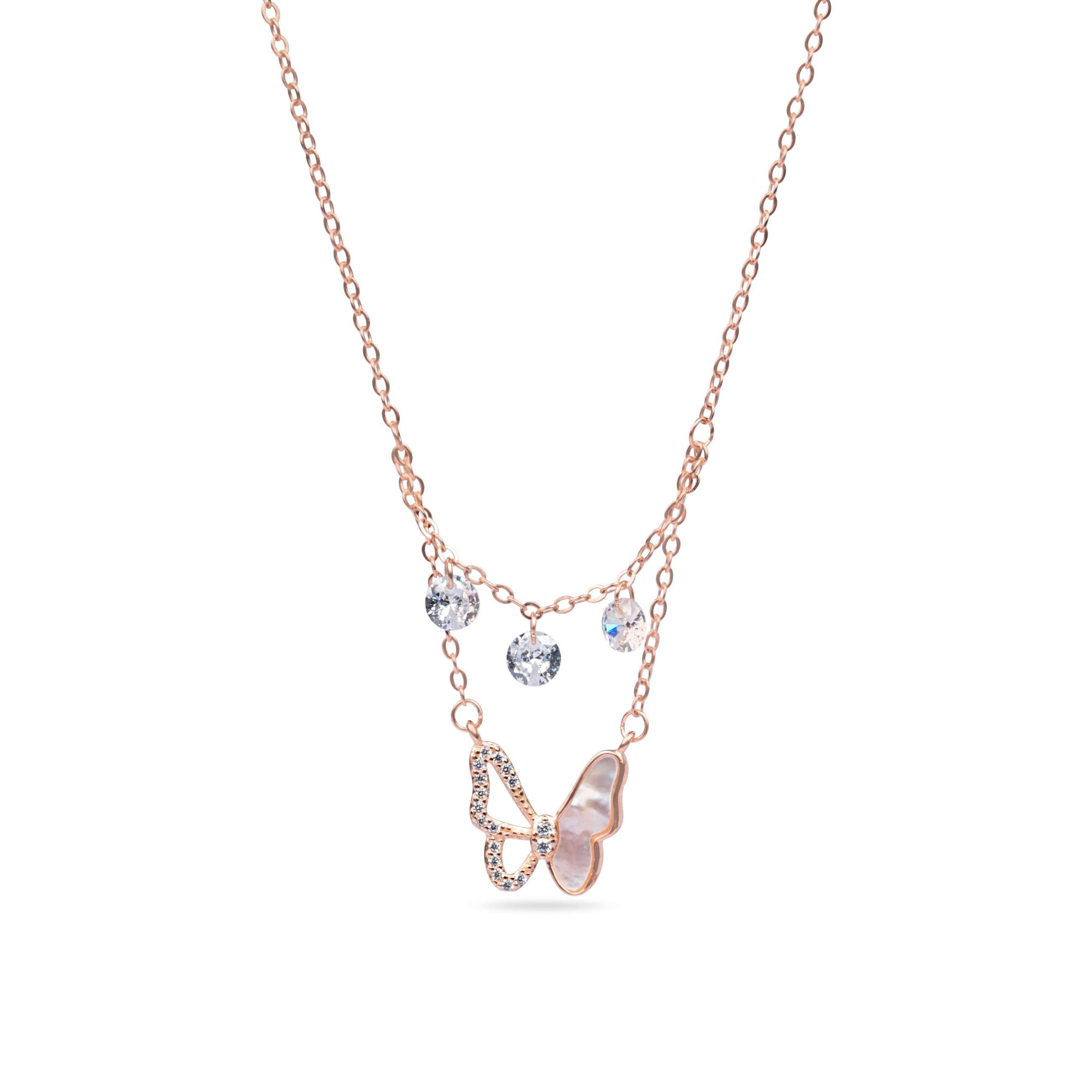 Rosé Butterfly Grace Necklace