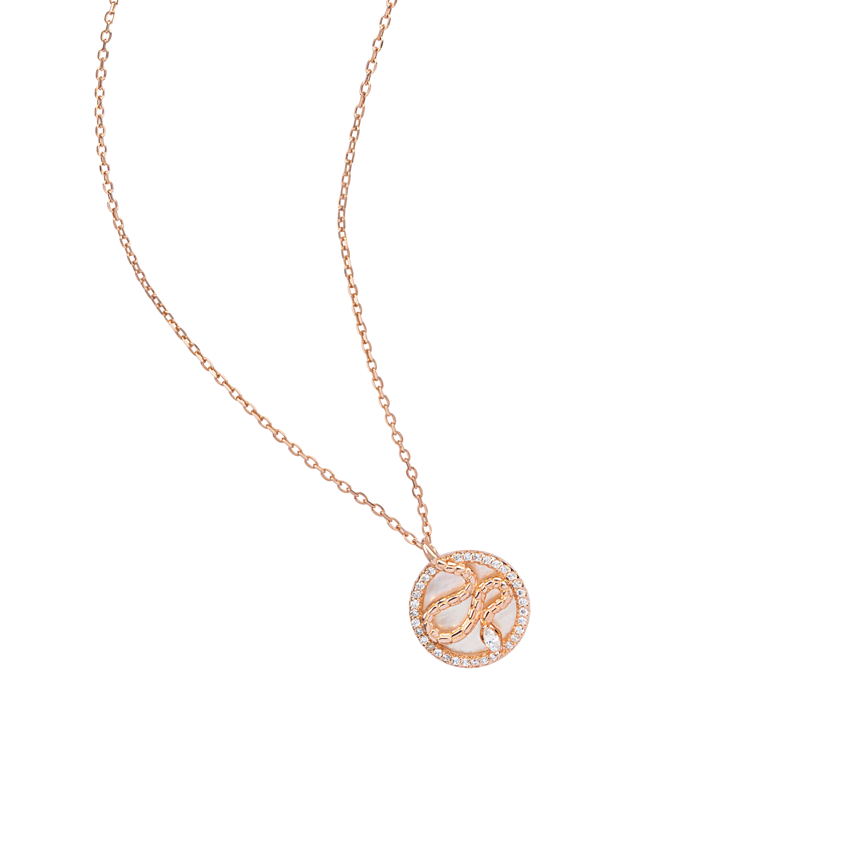 Rosé Leaf Halo Necklace