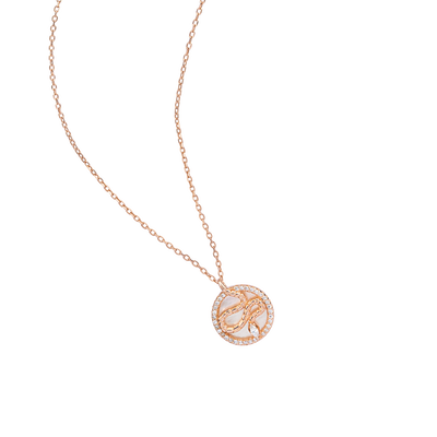 Rosé Leaf Halo Necklace
