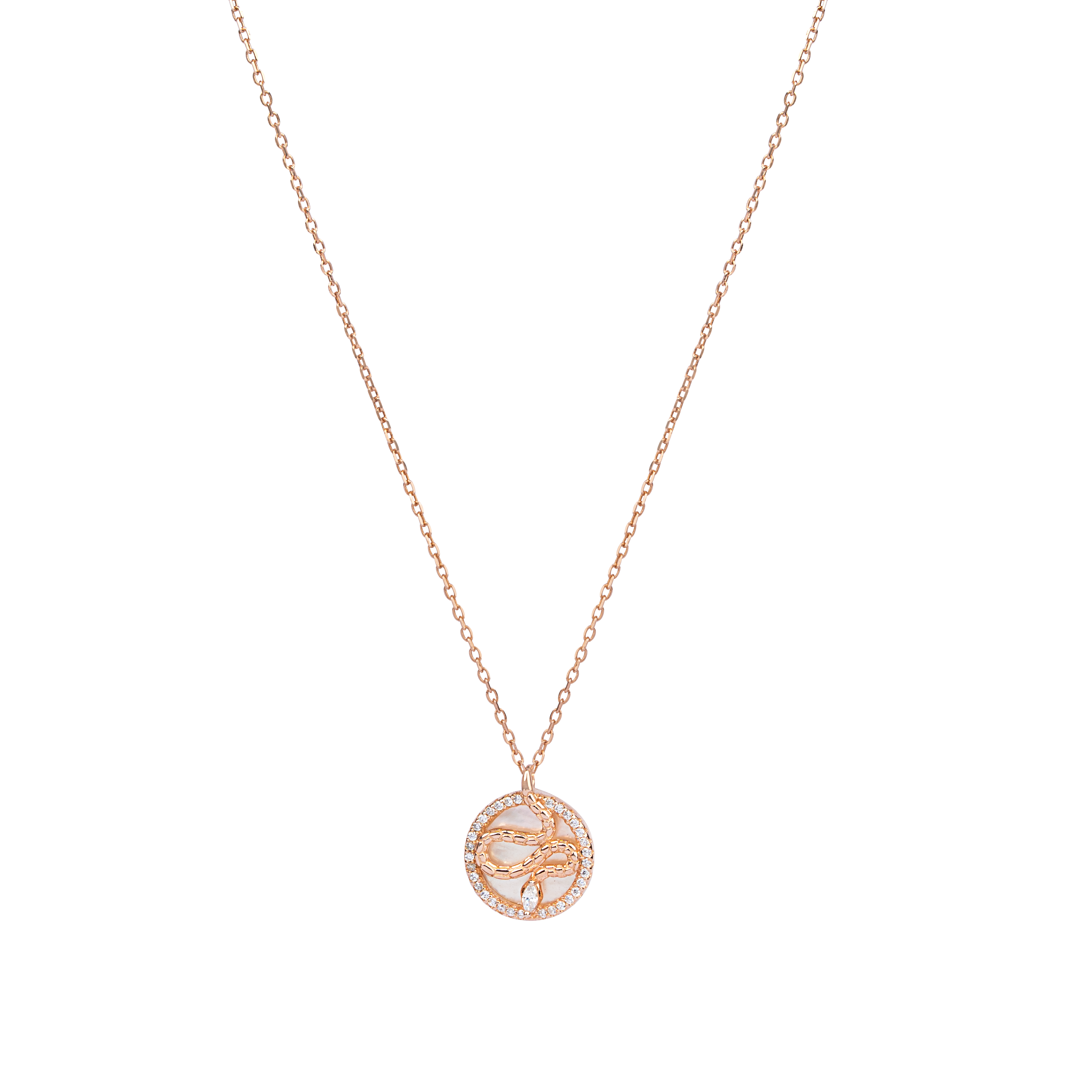 Rosé Leaf Halo Necklace