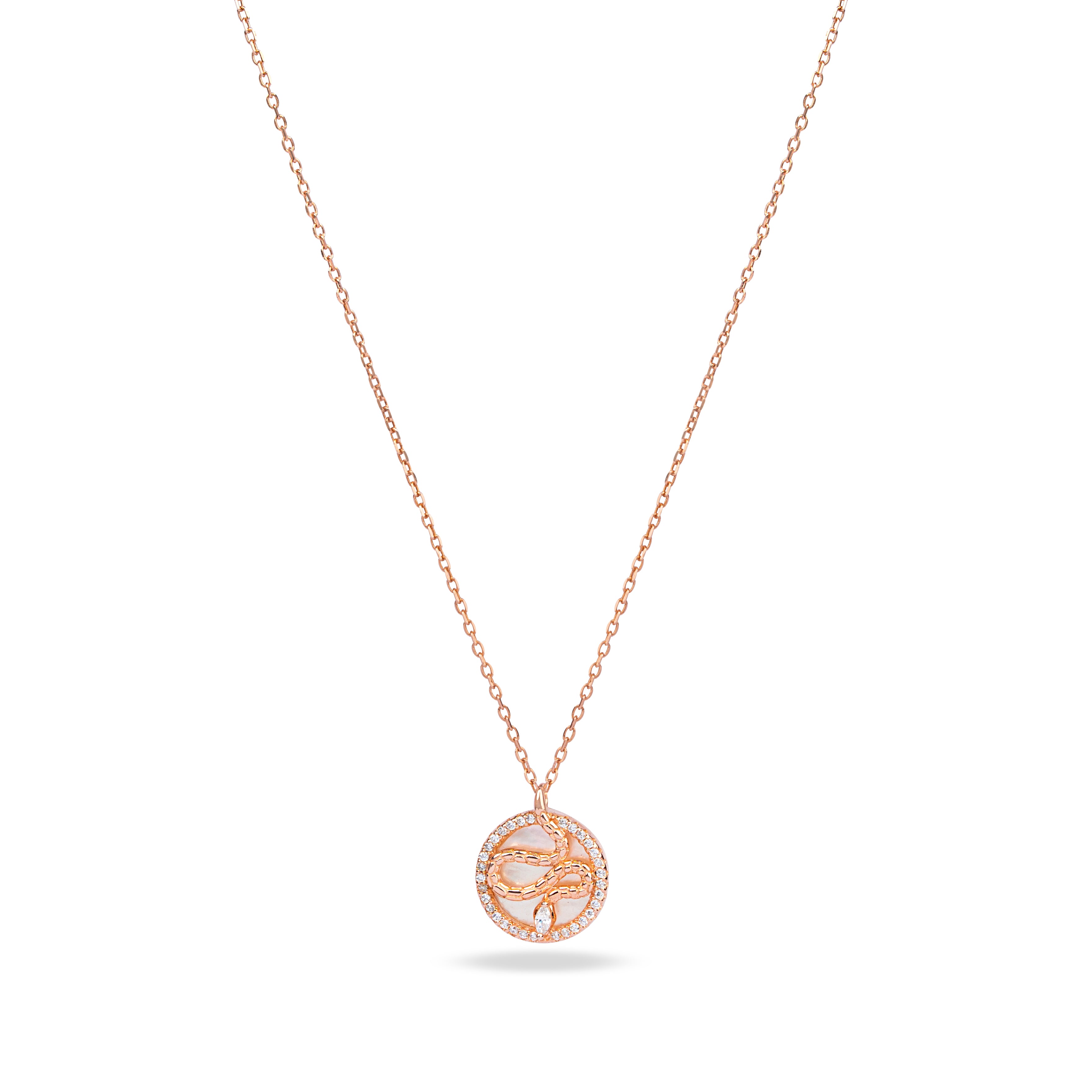 Rosé Leaf Halo Necklace
