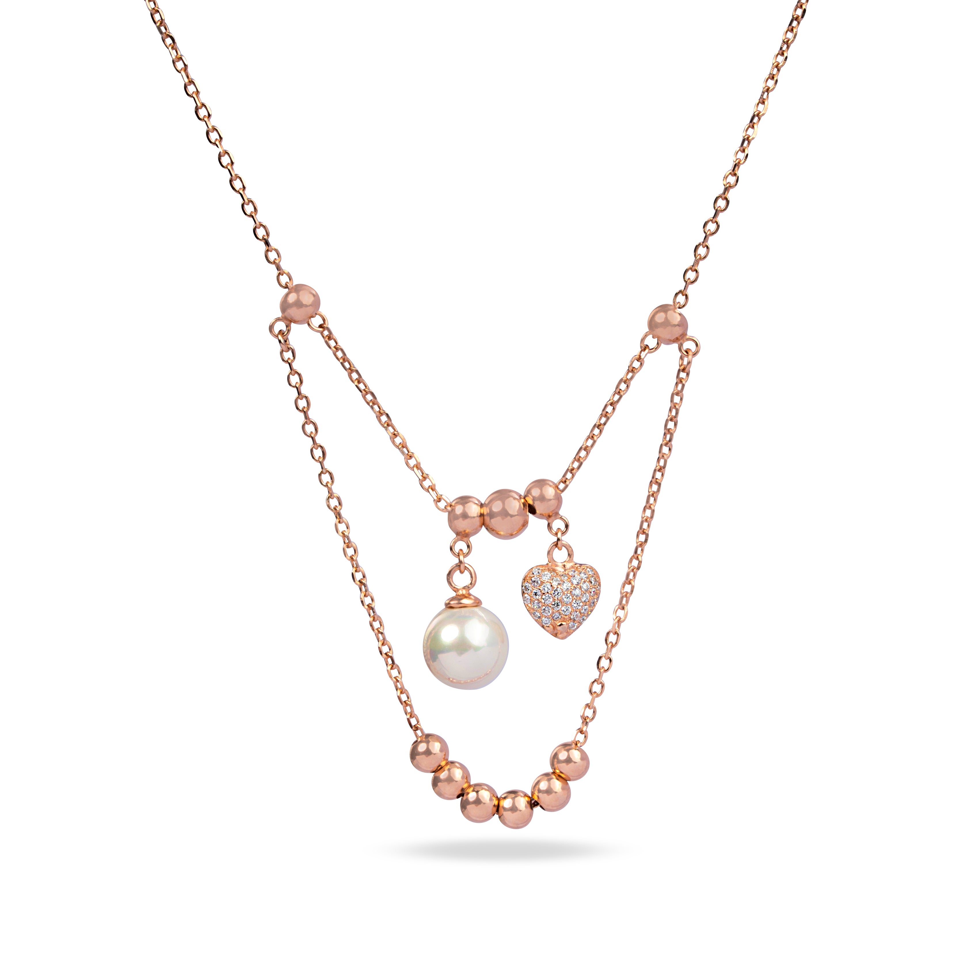 Rosé Pearl Heart Necklace