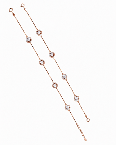 Aurelia Crystal Halo Rose Gold Anklet
