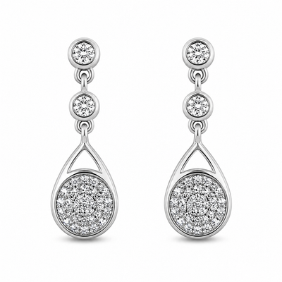 Halo Teardrop Stone Earrings