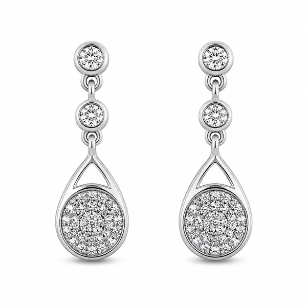 Halo Teardrop Stone Earrings