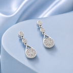 Halo Teardrop Stone Earrings