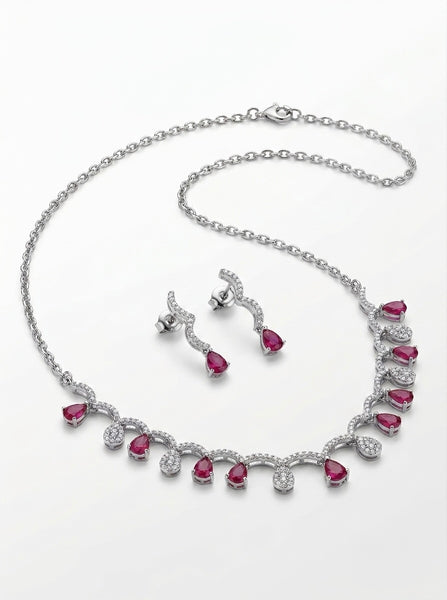 Waverly Ruby Wave Silver Jewellery Set