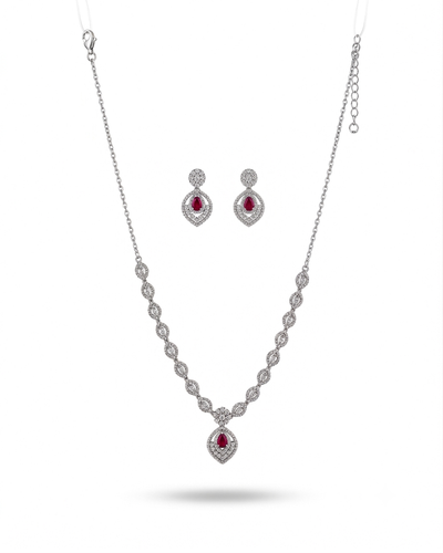 Rubelle Ruby Luxe Silver Jewellery Set