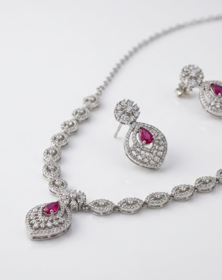 Rubelle Ruby Luxe Silver Jewellery Set