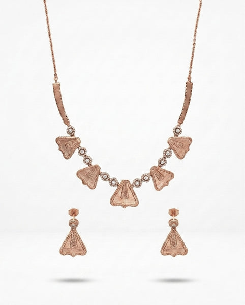 Solen Fan Textured Rose Gold Jewellery Set