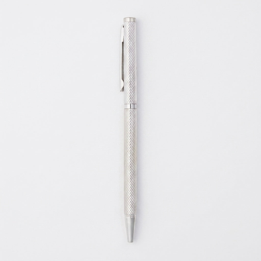 925 sterling silver Twistline ball pen showing textured barrel and polished clip