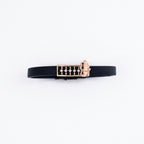 Papillon Charm Black Strap Silver Bracelet