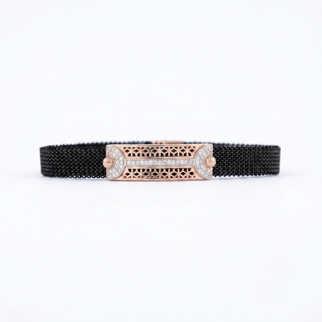 Filigree Shield Mesh Silver Bracelet