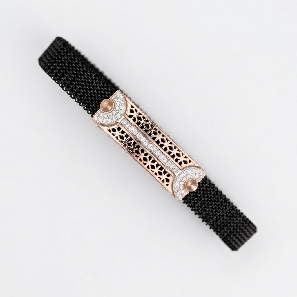 Filigree Shield Mesh Silver Bracelet