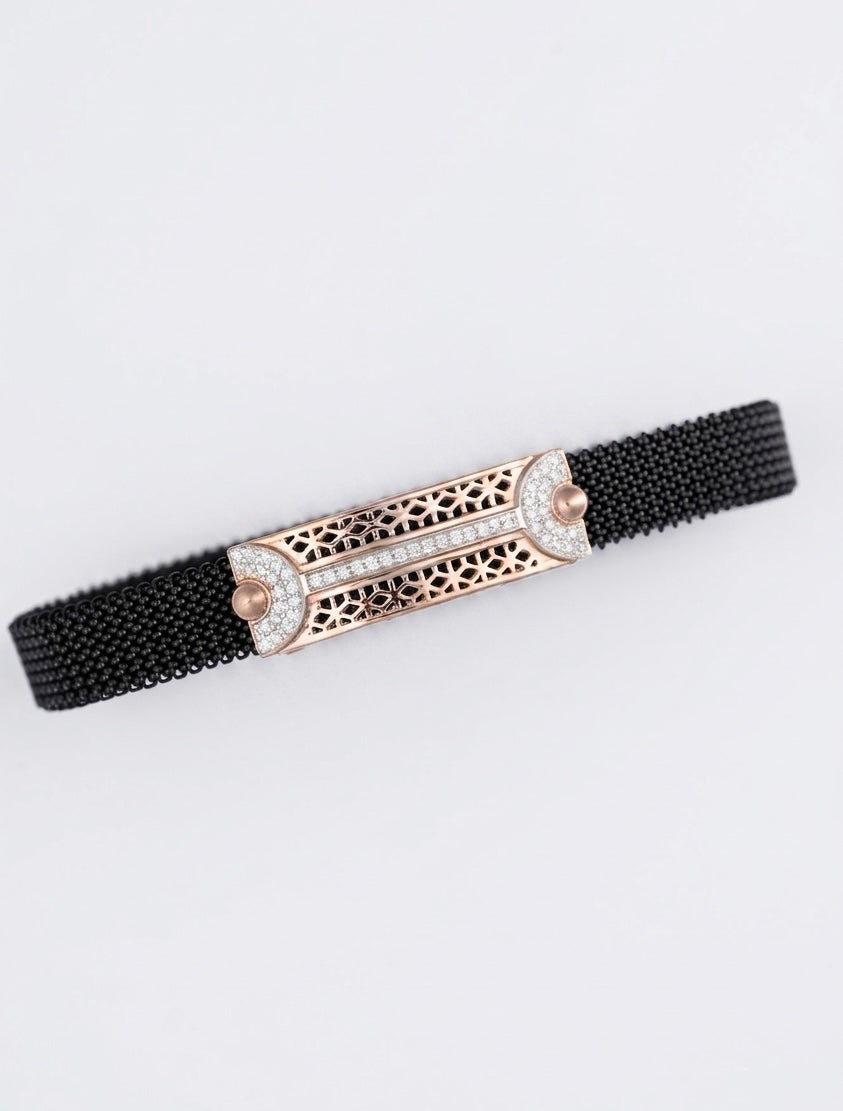 Filigree Shield Mesh Silver Bracelet
