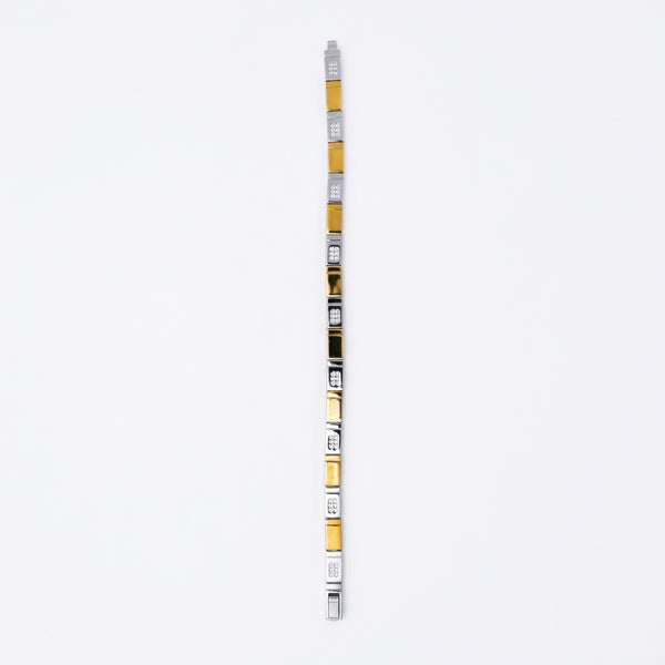 Aether Dual-Tone Grid Silver Bracelet