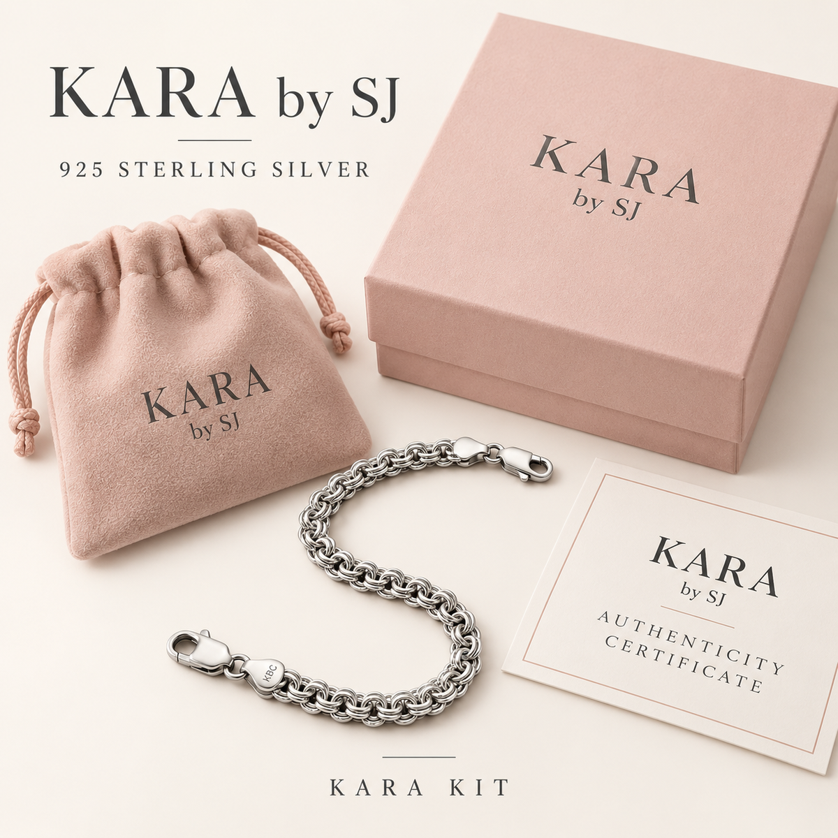 core 925 sterling silver bracelet with Kara KIT and authenticity certificate