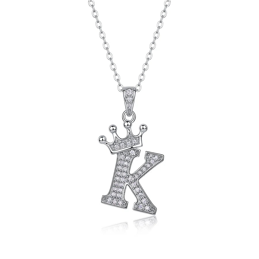 Monarch Initial K Crown Necklace