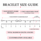 Seven-inch bracelet with one-inch adjustable Bracelet size guide
