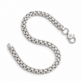 A polished silver-toned metal chain bracelet with a lobster clasp, arranged in an S-shape on a clean white background. The clasp is engraved with '925', indicating sterling silver.