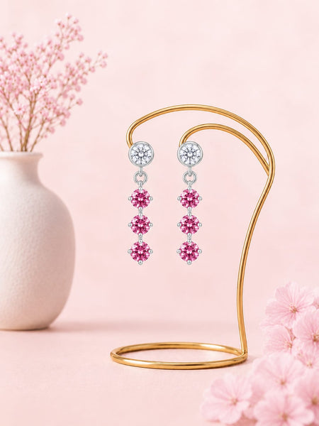 Aurelia Blush Triple Drop Earrings