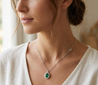 Oval Emerald Halo Necklace