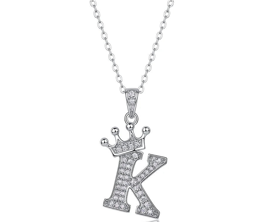 Monarch Initial K Crown Necklace