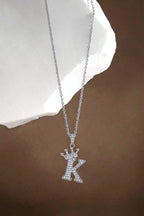 Monarch Initial K Crown Necklace