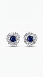 Luna Grid blue sapphire Studs