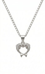Twin Dolphins Heart Necklace