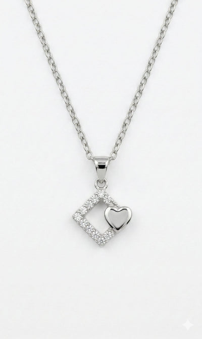 Sparkling Heart Frame Necklace