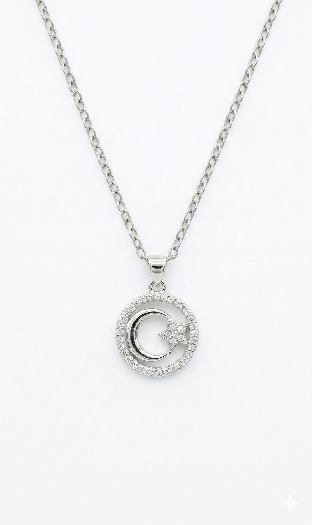Sparkling Moon & Star Halo Necklace