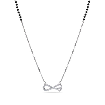 Infinity heart mangalsutra necklace with black beads