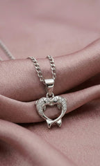 Twin Dolphins Heart Necklace