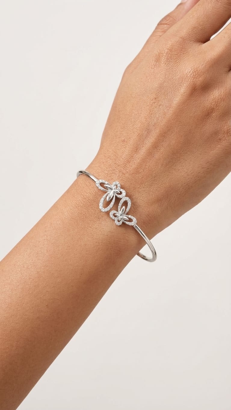 Butterfly Crystal Open Bangle