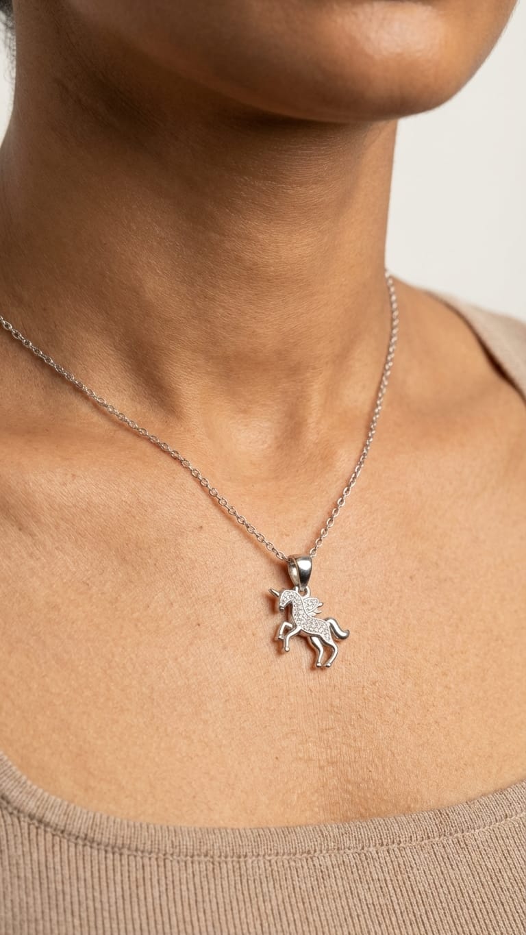 Sparkling Unicorn Charm Necklace