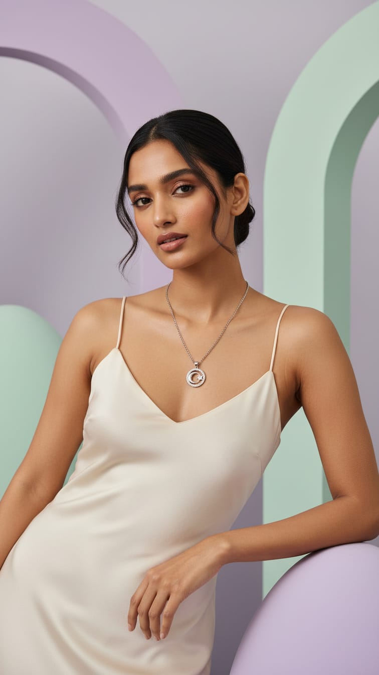 Sparkling Moon & Star Halo Necklace