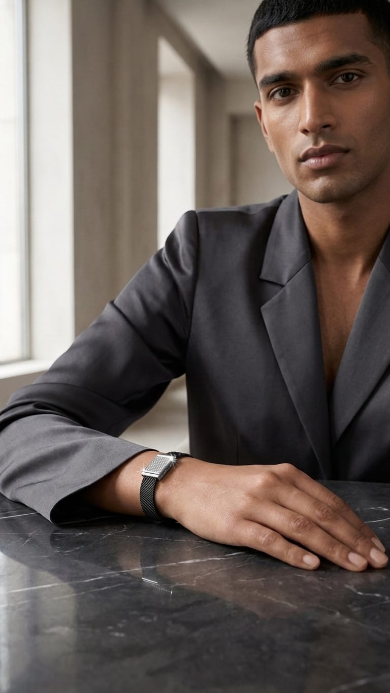 Pavé Mesh Statement Bracelet