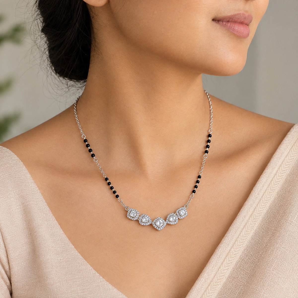 Crystal Link Mangalsutra Necklace