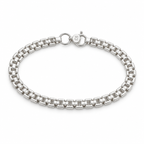 A silver-toned metal chain bracelet with a lobster clasp, shown on a plain white background. The clasp features a small engraved '895' mark indicating sterling silver.